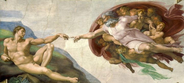 Michelangelo's fresco painting in the Sistine Chappel titled The Creation of Adam